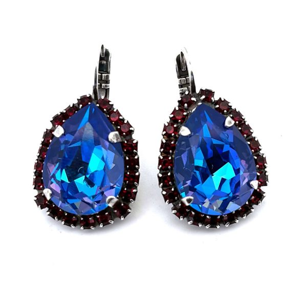 Earrings by Mariana Woman Elegant Sapphire and Siam Swarovski Crystals