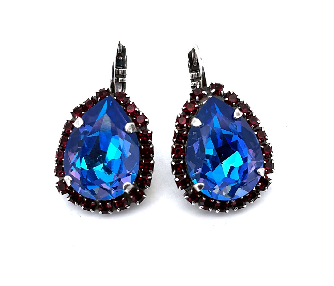 E-1098-3-5004-SP6 (1) Earrings by Mariana Woman Elegant Sapphire and Siam Swarovski Crystals - Image 1