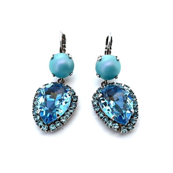 Earrings by Mariana Woman Gorgeous Pearl and Aquamarine Swarovski Crystals