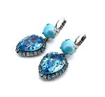 Earrings by Mariana Woman Gorgeous Pearl and Aquamarine Swarovski Crystals - Image 3