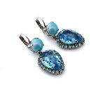 Earrings by Mariana Woman Gorgeous Pearl and Aquamarine Swarovski Crystals - Image 4