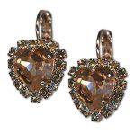 Earrings by Mariana Woman Heart Encrusted Peach and Black Diamond Swarovski Crystals - Image 3