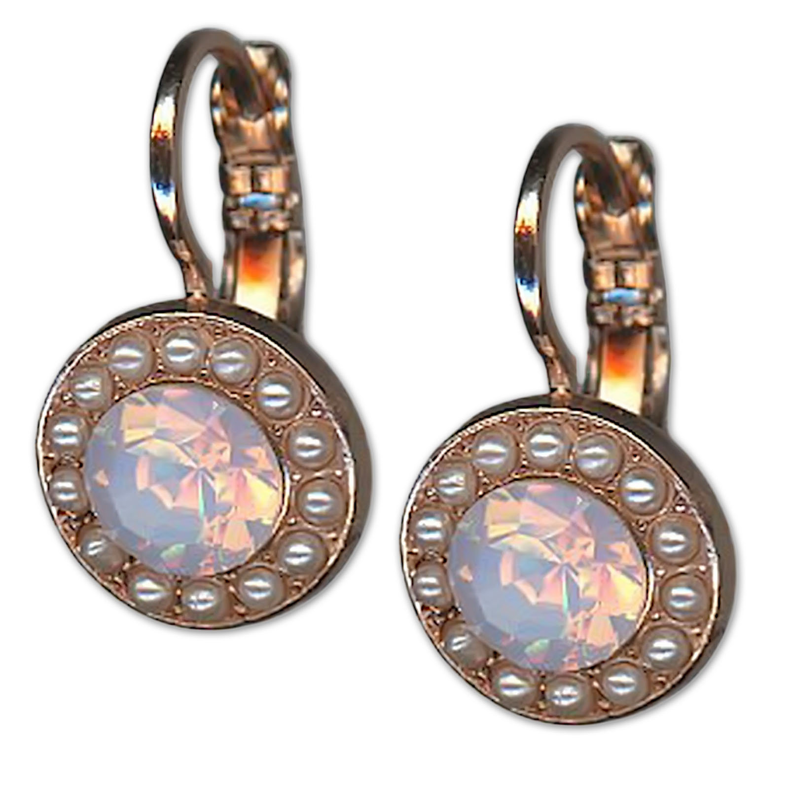 E-1129-2333P-RG6 (1) Earrings by Mariana Woman Lovely Pearl and Rose Swarovski Crystals - Image 1