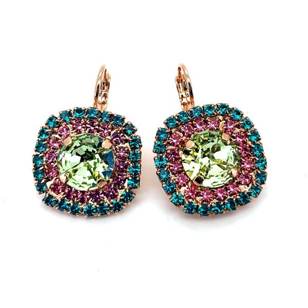 Earrings by Mariana Woman Sophisticated Turquoise and Rose Swarovski Crystals