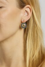 Earrings by Mariana Woman Beautiful Turquoise and Rose Swarovski Crystals - Image 3