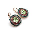 Earrings by Mariana Woman Sophisticated Turquoise and Rose Swarovski Crystals - Image 4