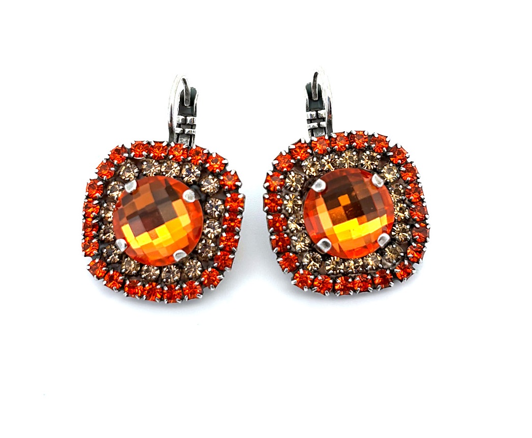 E-1137-11A-50140-SP6 (1) Earrings by Mariana Woman Charming Orange and Topaz Swarovski Crystals - Image 1