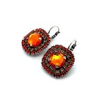 Earrings by Mariana Woman Charming Orange and Topaz Swarovski Crystals - Image 2