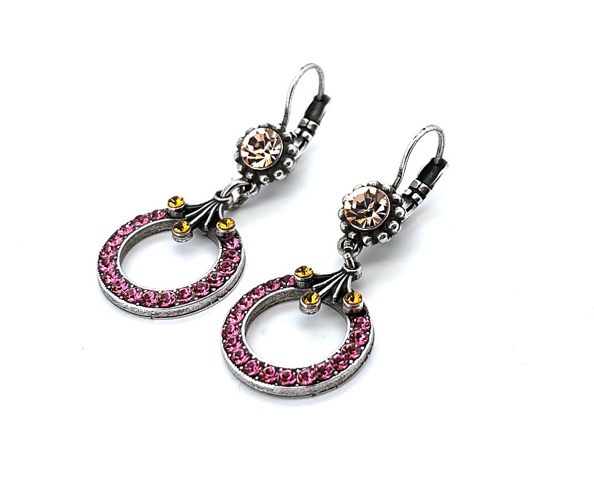 E-1176-803-SP6 (4) Earrings By Mariana Woman Adorable Light Rose and Peach Swarovski Crystals - SP - Image 1