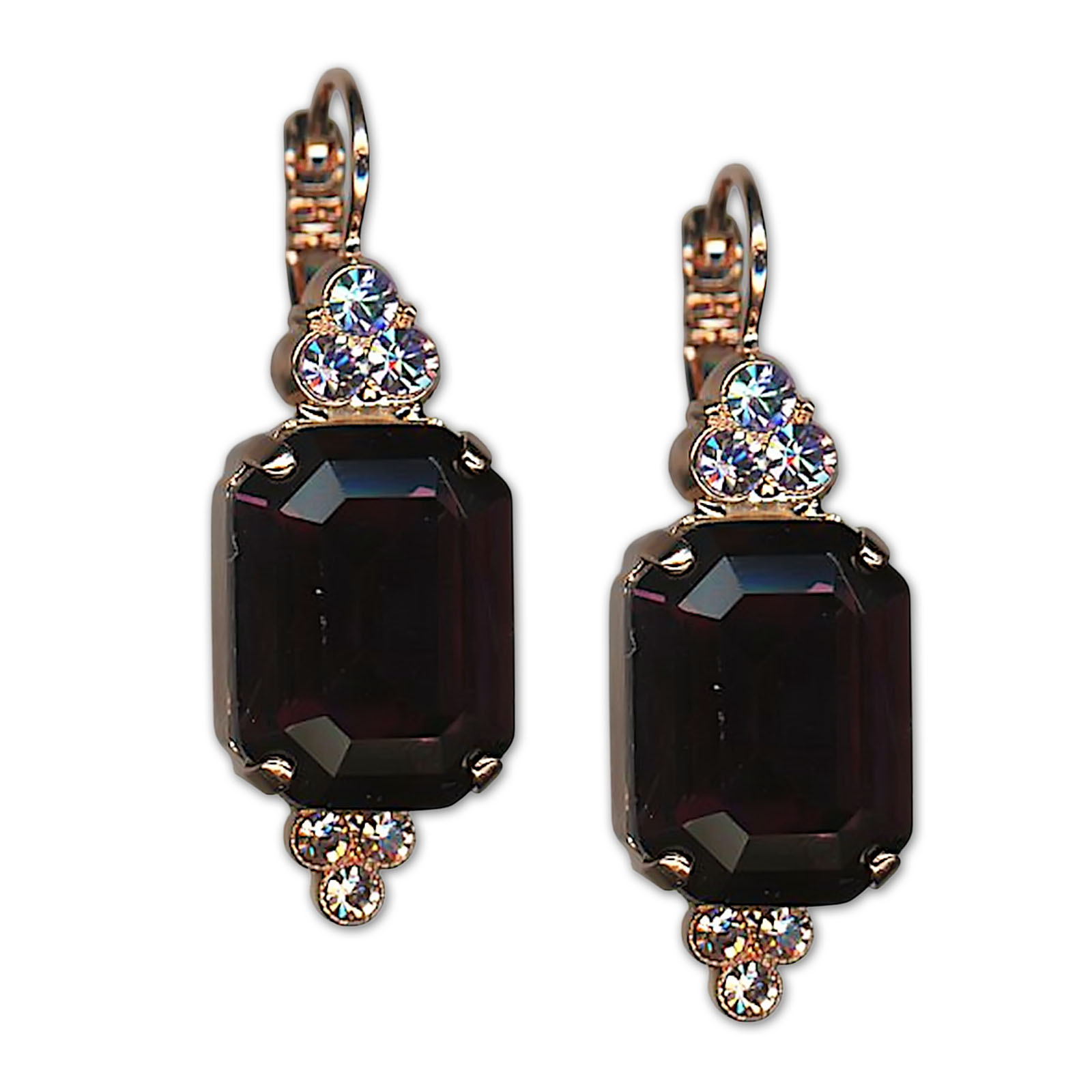 E-1283-5015-RG6 (1) Earrings by Mariana Woman Luxurious Amethyst and Vitral Swarovski Crystals - Image 1