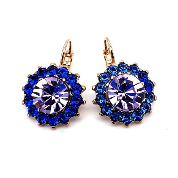 Earrings by Mariana Woman Floral Violet and Capri Blue Swarovski Crystals