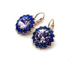 Earrings by Mariana Woman Floral Violet and Capri Blue Swarovski Crystals - Image 2