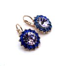Earrings by Mariana Woman Floral Violet and Capri Blue Swarovski Crystals - Image 3