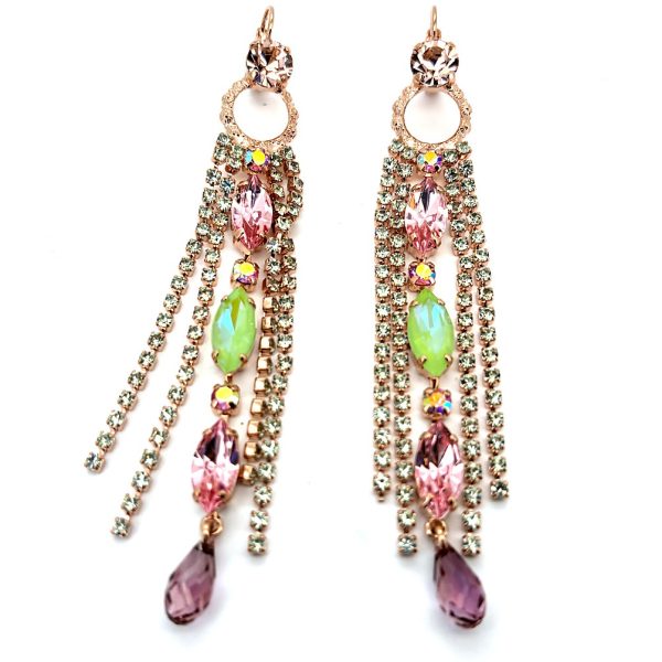 Earrings by Mariana Woman Beautiful Rose and Chrysolite Swarovski Crystals