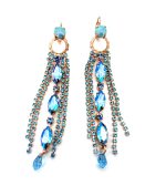 Earrings by Mariana Woman Dangling Sapphire and Aquamarine Swarovski Crystals
