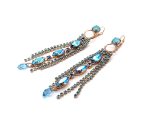 Earrings by Mariana Woman Dangling Sapphire and Aquamarine Swarovski Crystals - Image 2