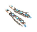 Earrings by Mariana Woman Dangling Sapphire and Aquamarine Swarovski Crystals - Image 3