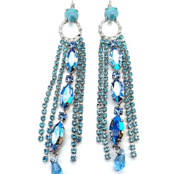 Earrings by Mariana Woman Gorgeous Sapphire and Aquamarine Swarovski Crystals