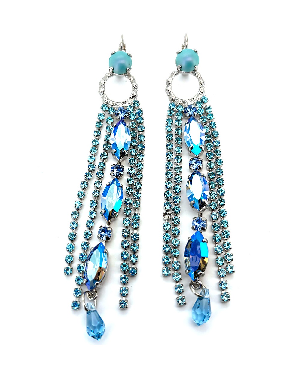 E-1341-1-5002-RO6 (1) Earrings by Mariana Woman Gorgeous Sapphire and Aquamarine Swarovski Crystals - Image 1