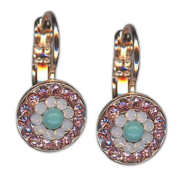 Earrings by Mariana Woman Adorable Rose and Turquoise Swarovski Crystals