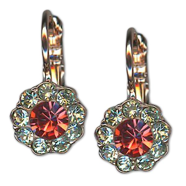 Earrings by Mariana Woman Dainty Chrysolite and Padparadscha Swarovski Crystals