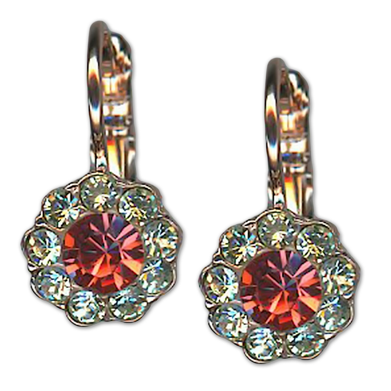 E-1379-238542-RG6 (1) Earrings by Mariana Woman Dainty Chrysolite and Padparadscha Swarovski Crystals - Image 1