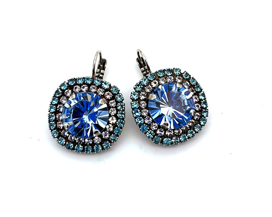 E-1385-20-5002-SP6 (1) Earrings by Mariana Woman Glamorous Sapphire and Clear Swarovski Crystals - Image 1