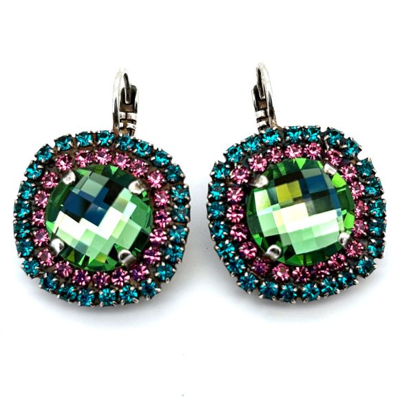 Earrings by Mariana Woman Beautiful Turquoise and Rose Swarovski Crystals