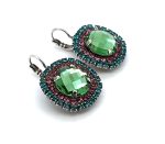 Earrings by Mariana Woman Beautiful Turquoise and Rose Swarovski Crystals - Image 4