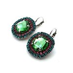 Earrings by Mariana Woman Beautiful Turquoise and Rose Swarovski Crystals - Image 2
