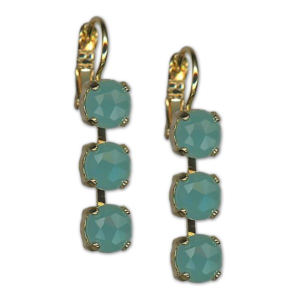 Earrings by Mariana Woman Triple Tier Blue Quartz Mineral Swarovski Crystals