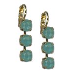 Earrings by Mariana Woman Triple Tier Blue Quartz Mineral Swarovski Crystals - Image 2