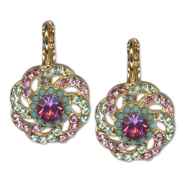 Earrings by Mariana Woman Beautiful Rose and Turquoise Swarovski Crystals