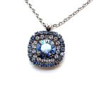 Necklace Pendant by Mariana Woman Gorgeous Sapphire and Clear Swarovski Crystals