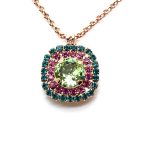 Necklace Pendant by Mariana Woman Beautiful Turquoise and Rose Swarovski Crystals