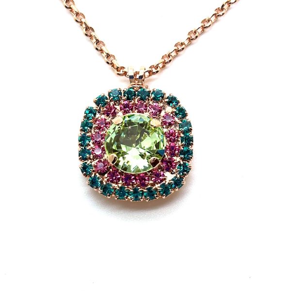 Necklace Pendant by Mariana Woman Beautiful Turquoise and Rose Swarovski Crystals