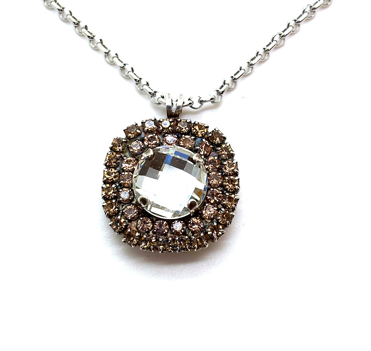 N-5137-11A-5005-RO (3) Necklace Pendant by Mariana Woman Timeless Clear and Topaz Swarovski Crystals - Image 1
