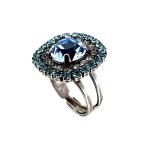 Ring by Mariana Woman Gorgeous Sapphire and Aquamarine Swarovski Crystals
