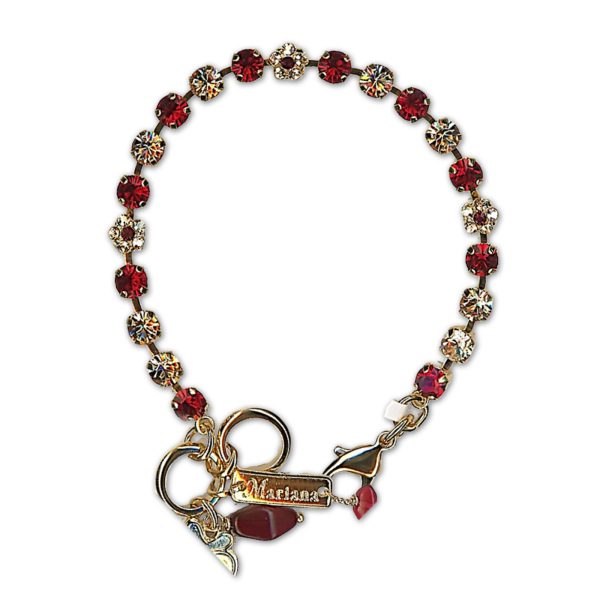 Bracelet by Mariana Woman Stunning Siam and Golden Swarovski Crystals