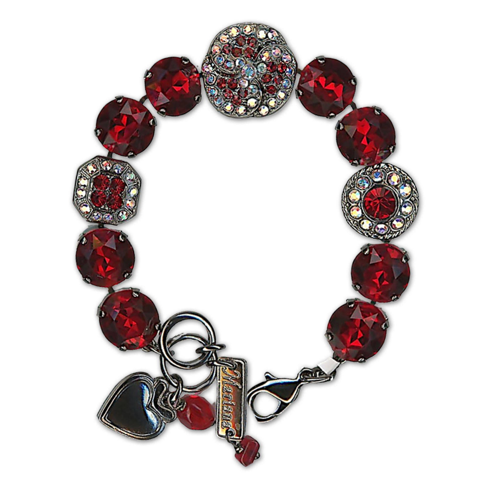 B-4048R-2081AB-RO (1) Bracelet by Mariana Woman Exquisite Siam and AB Swarovski Crystals - Image 1