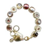 Bracelet by Mariana Woman Elegant Champagne and Silk Swarovski Crystals