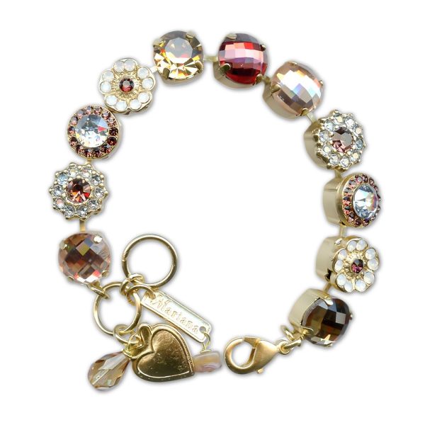 Bracelet by Mariana Woman Elegant Champagne and Silk Swarovski Crystals