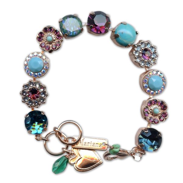 Bracelet by Mariana Woman Sophisticated Amethyst and Turquoise Swarovski Crystals