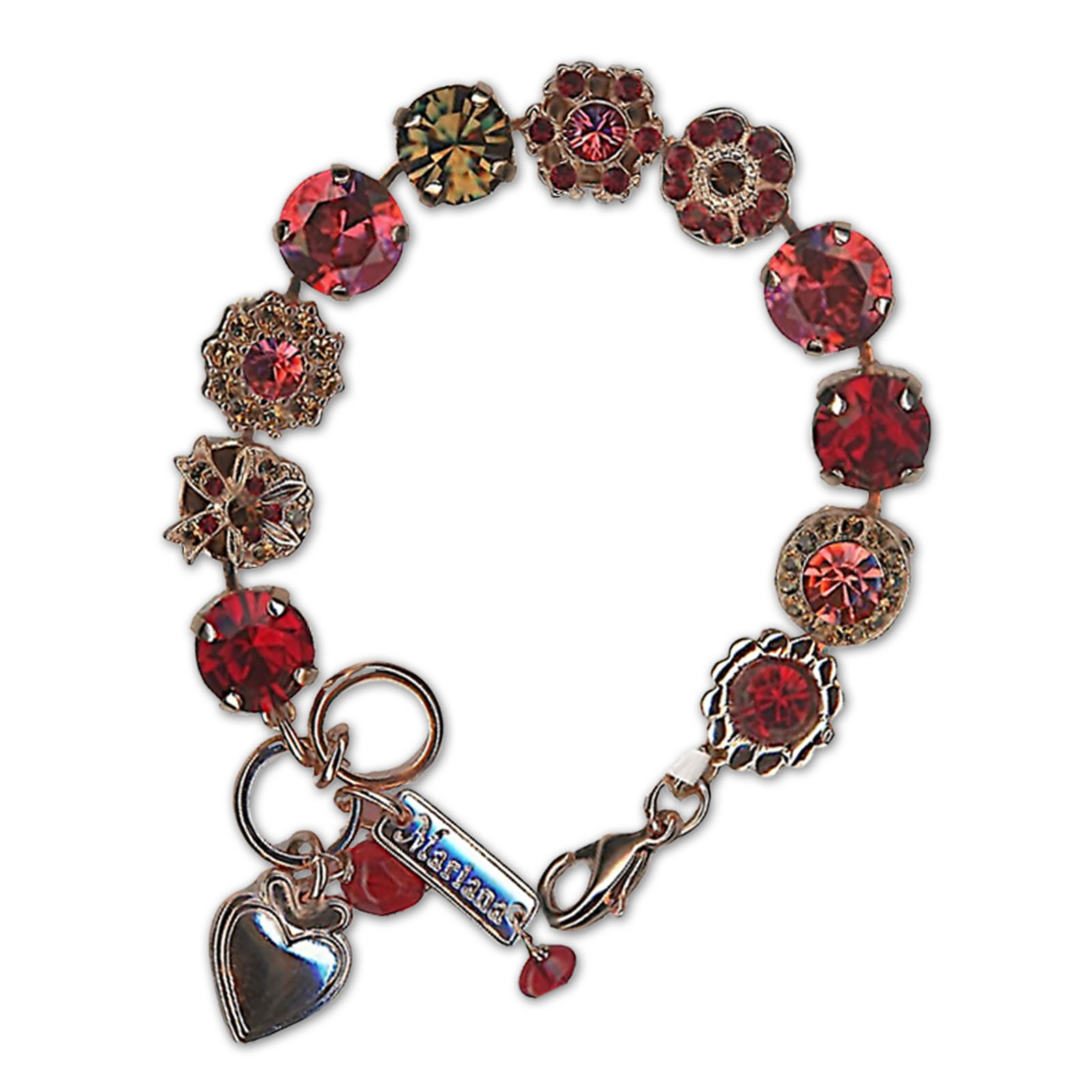B-4088-5008-RG (1) Bracelet by Mariana Woman Elegant Siam and Topaz Swarovski Crystals - Image 1