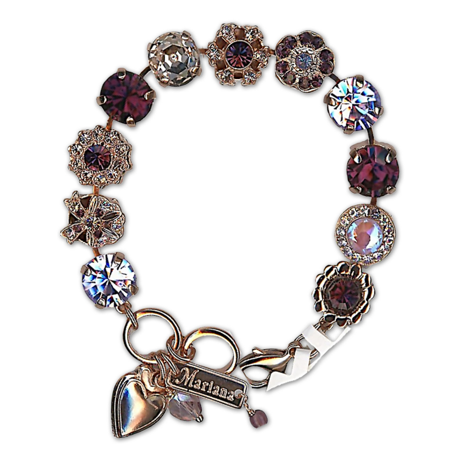 B-4088-5015-RG (2) Bracelet by Mariana Woman Luxurious Amethyst and Violet Swarovski Crystals - Image 1