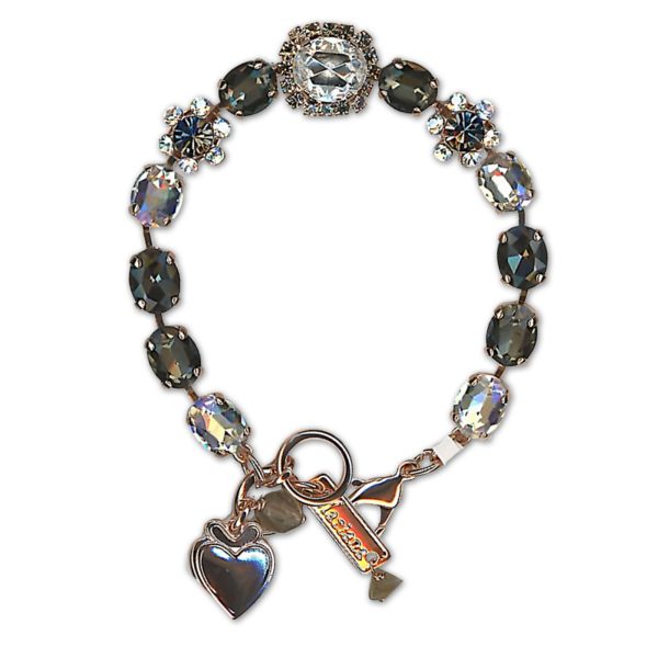 Bracelet by Mariana Woman Luxurious Black Diamond and Clear Swarovski Crystals
