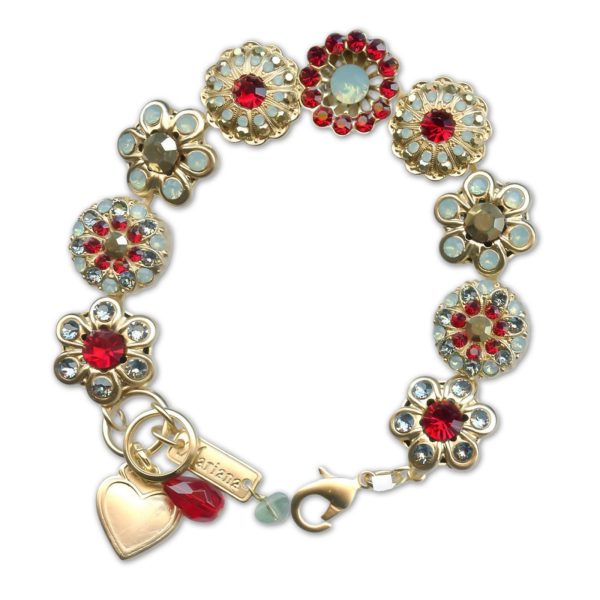 Bracelet by Mariana Woman Floral Red and Opal Swarovski Crystals