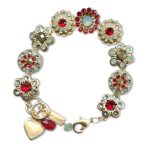 Bracelet by Mariana Woman Floral Red and Opal Swarovski Crystals - Image 3