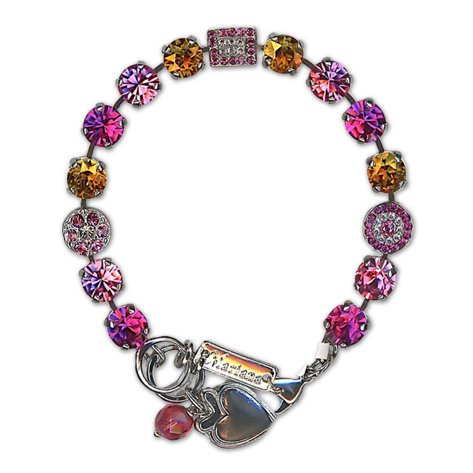 B-4161-4001-RO (1) Bracelet by Mariana Woman Beautiful Rose and Fuchsia Swarovski Crystals - Image 1