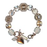 Bracelet by Mariana Woman Exquisite White Shell Mineral and Golden Swarovski Crystals - Image 3